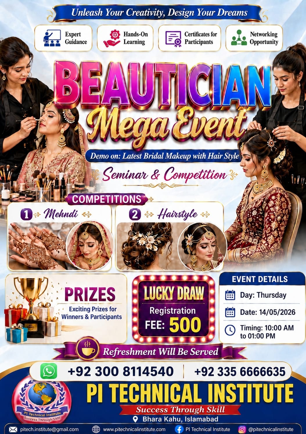 PI Technical Institute Beautician Mega Event | Certificates & Prizes
