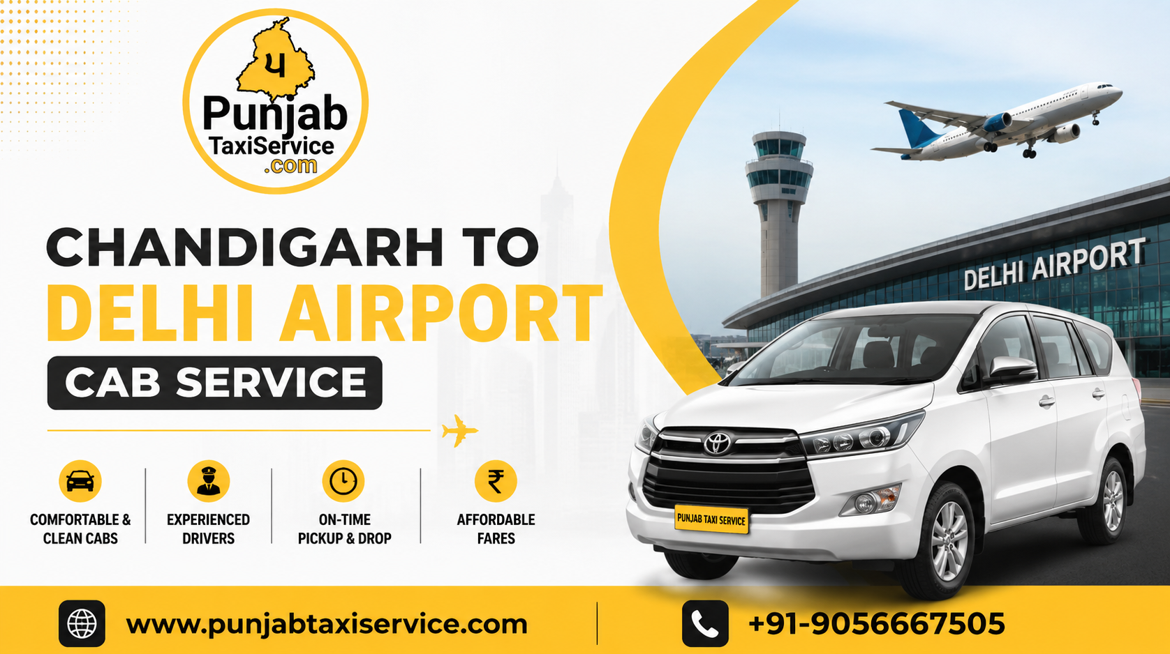 Chandigarh to Delhi Airport Cab Service at Affordable Fare